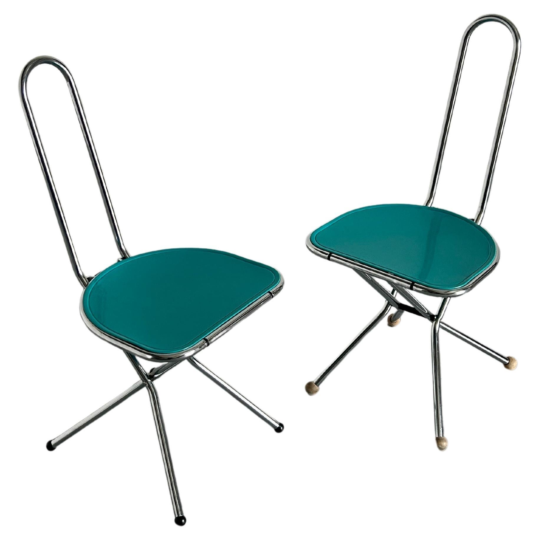 Pair of Vintage Ikea 'Isak' Postmodern Folding Chairs by Niels Gammelgaard, 1989