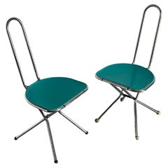 Pair of Retro Ikea 'Isak' Postmodern Folding Chairs by Niels Gammelgaard, 1989