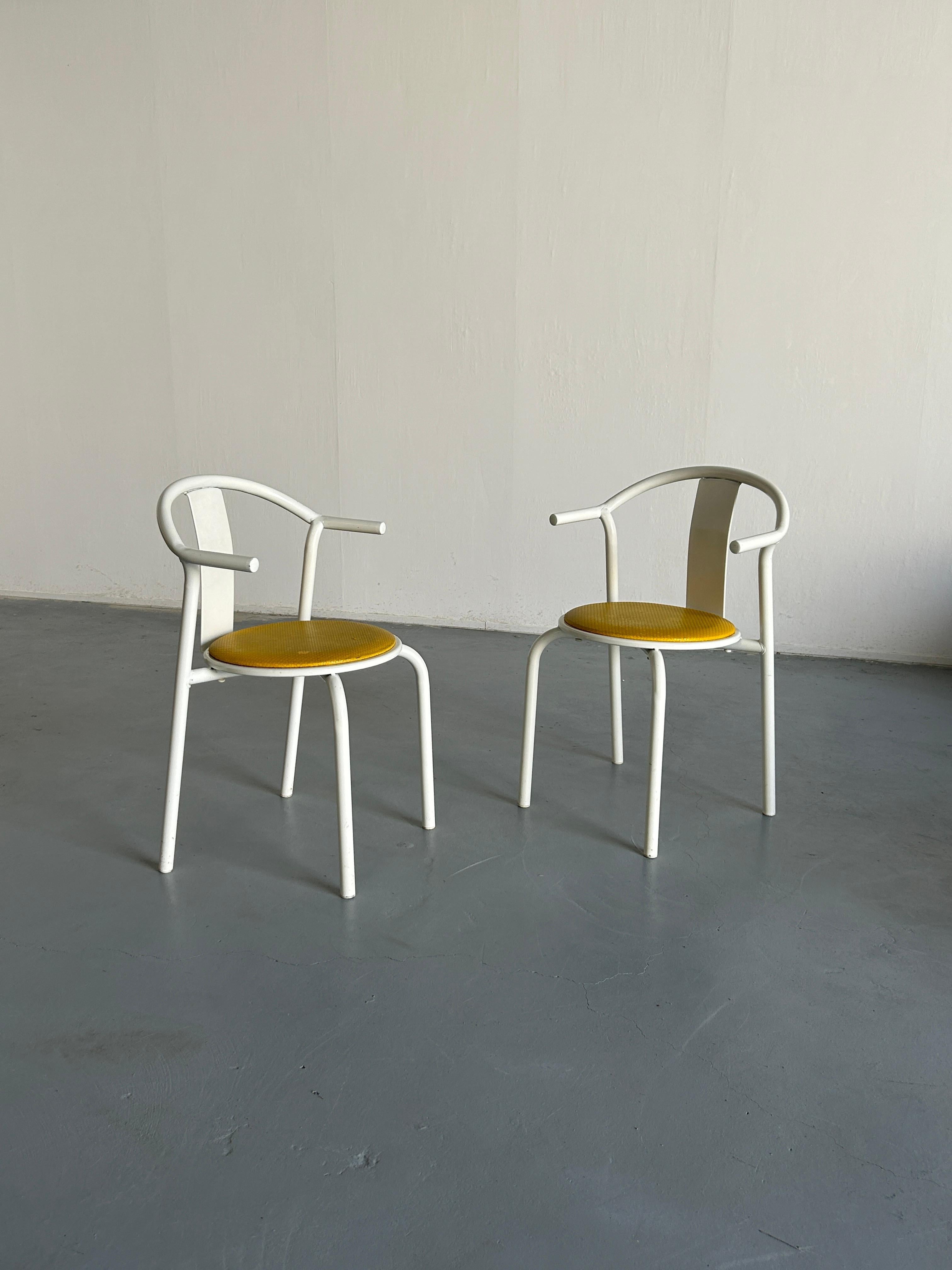 Post-Modern Pair of Vintage Ikea Postmodern Memphis MAXMO Metal Dining Chairs, 1980s IKEA For Sale
