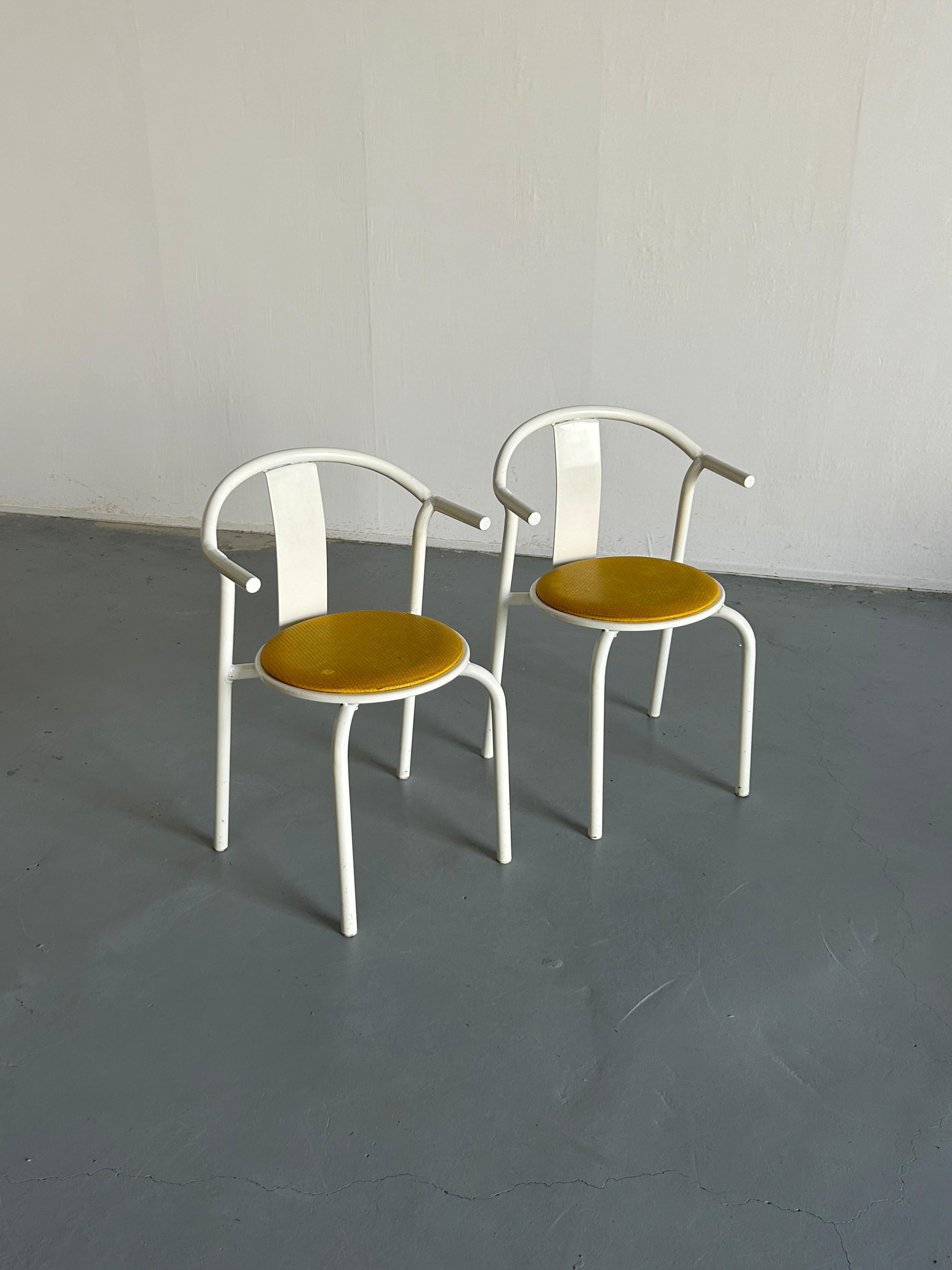 Swedish Pair of Vintage Ikea Postmodern Memphis MAXMO Metal Dining Chairs, 1980s IKEA For Sale