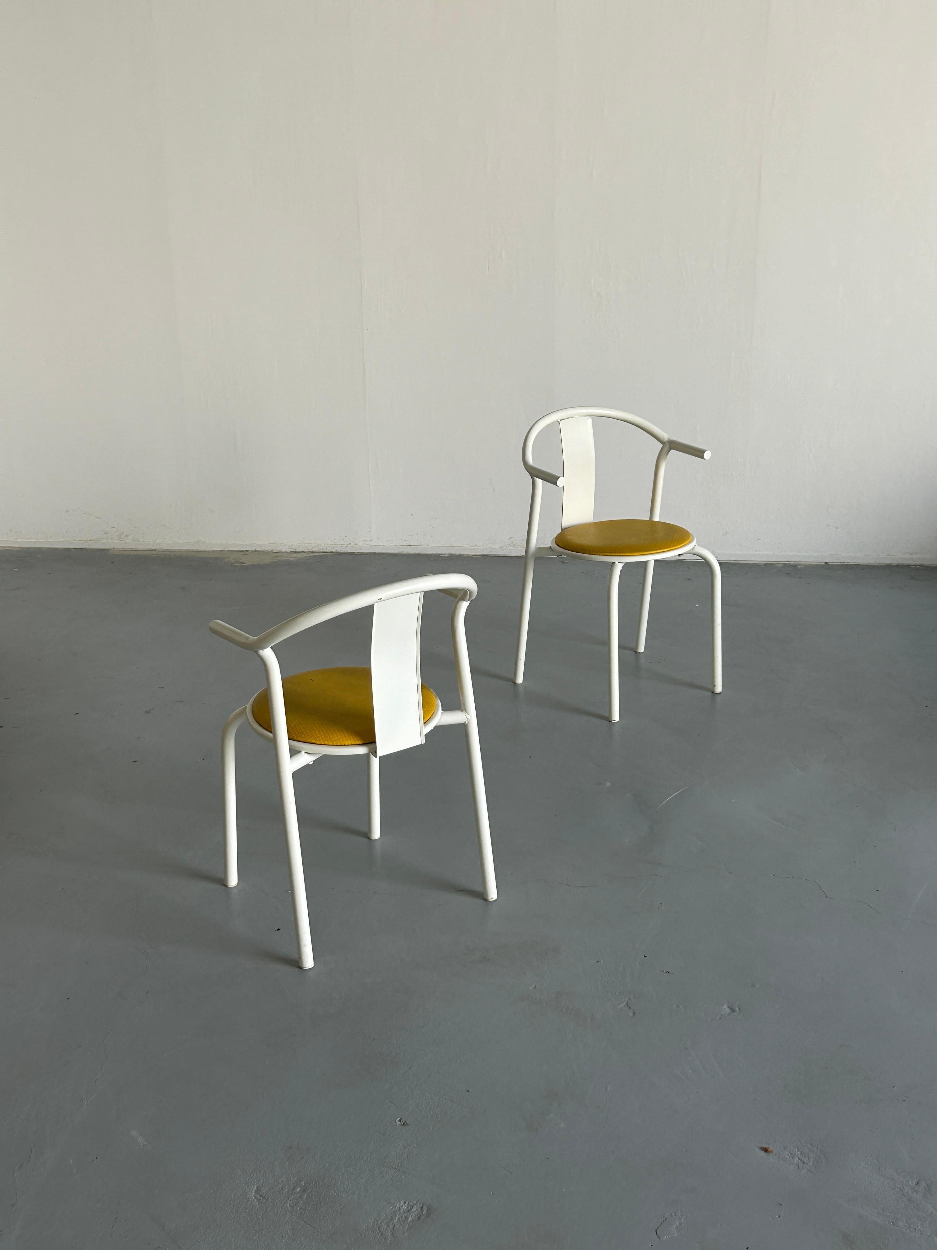 Pair of Vintage Ikea Postmodern Memphis MAXMO Metal Dining Chairs, 1980s IKEA In Good Condition For Sale In Zagreb, HR