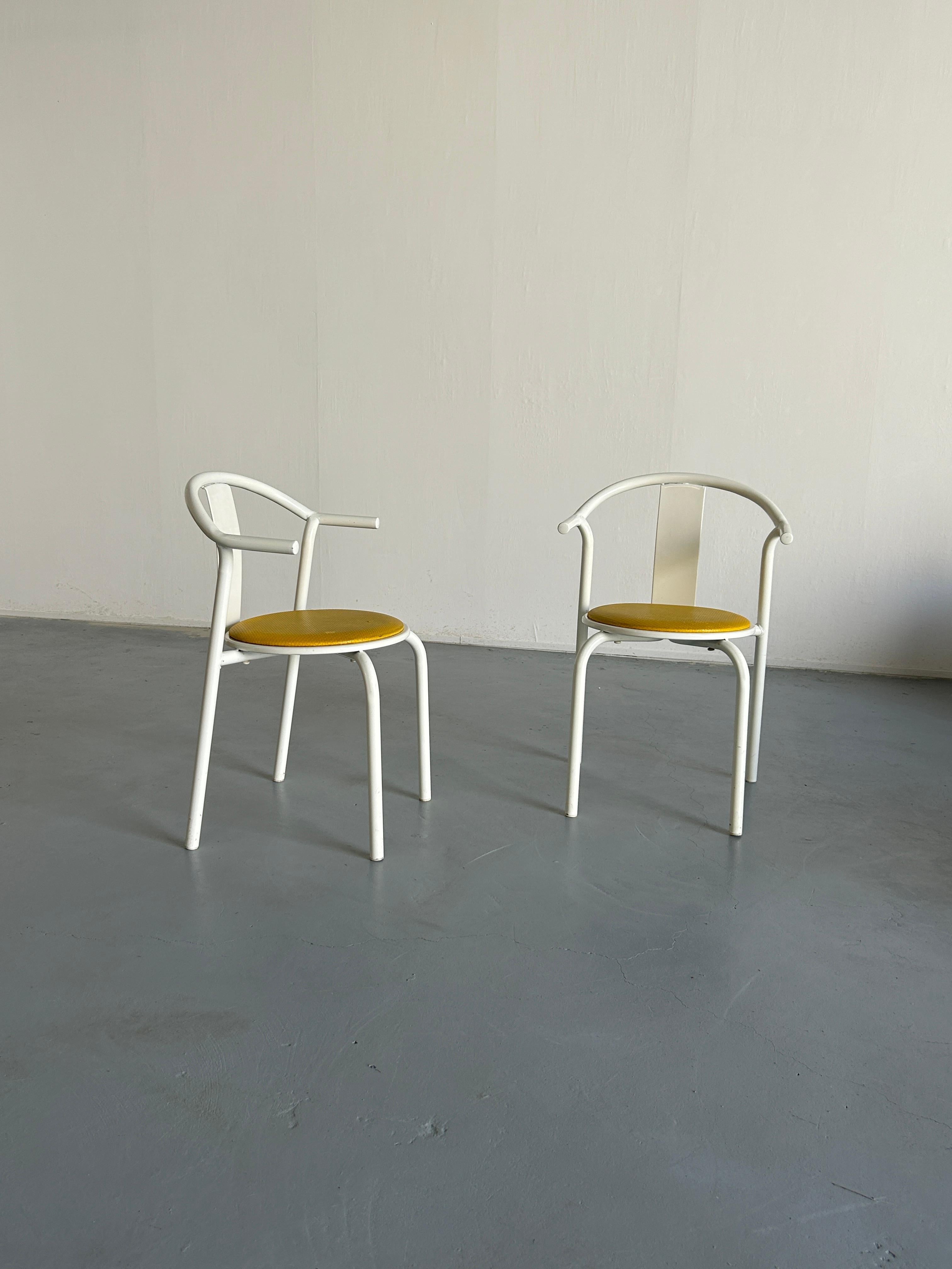 Late 20th Century Pair of Vintage Ikea Postmodern Memphis MAXMO Metal Dining Chairs, 1980s IKEA For Sale