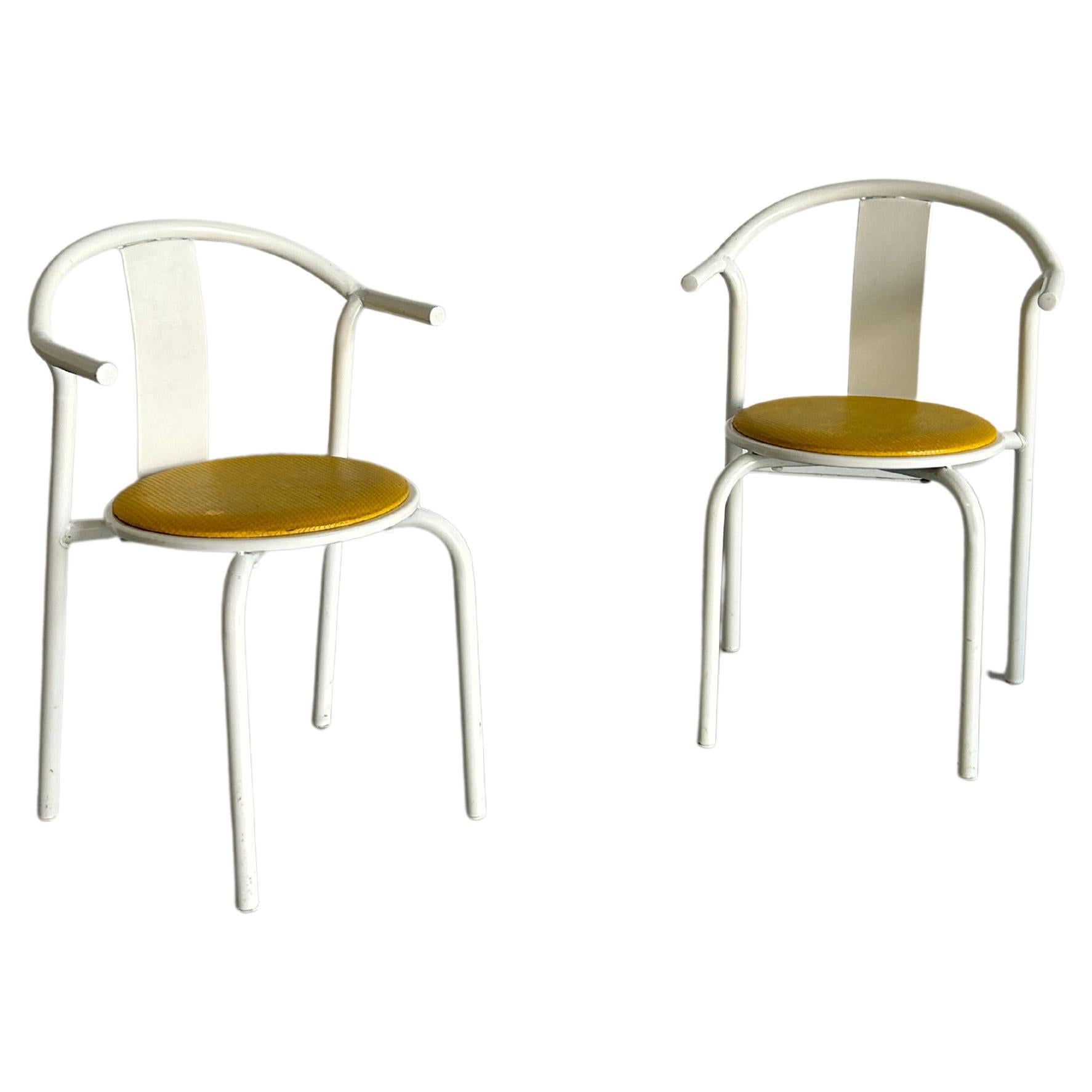 Pair of Vintage Ikea Postmodern Memphis MAXMO Metal Dining Chairs, 1980s IKEA For Sale