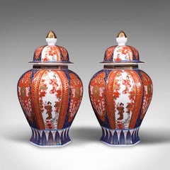 Pair of, Vintage Imari Ginger Jars, Japanese, Ceramic, Baluster, Art Deco, 1940