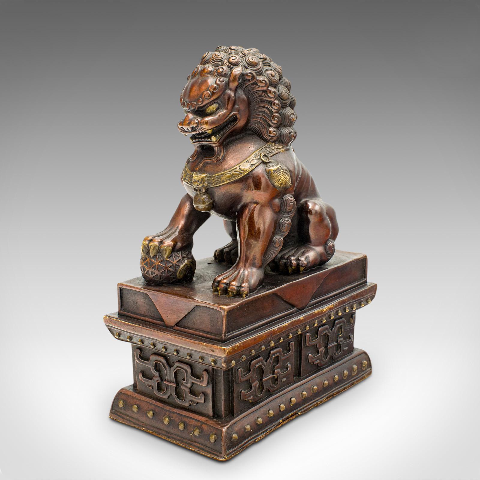 Pair Of Vintage Imperial Lion Statues, Chinese, Bronze, Bookends, Art Deco, 1940 4