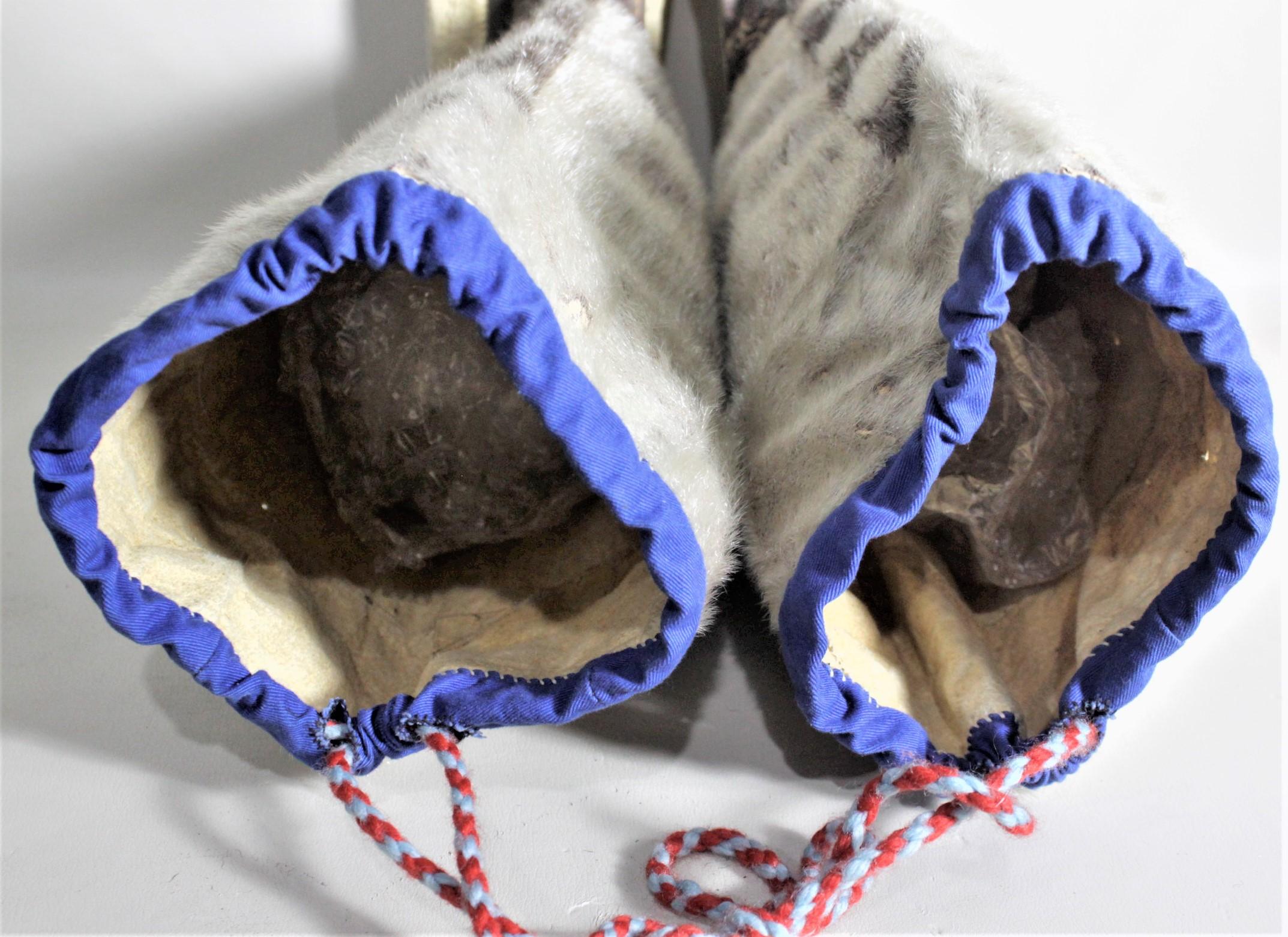 Hand-Crafted Pair of Vintage Indigenous American Inuit Mukluks or Boots For Sale