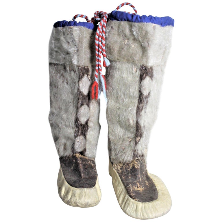 Pair of Vintage American Inuit Mukluks or Boots For Sale at 1stDibs boots, eskimo boots, inuit mukluks for sale