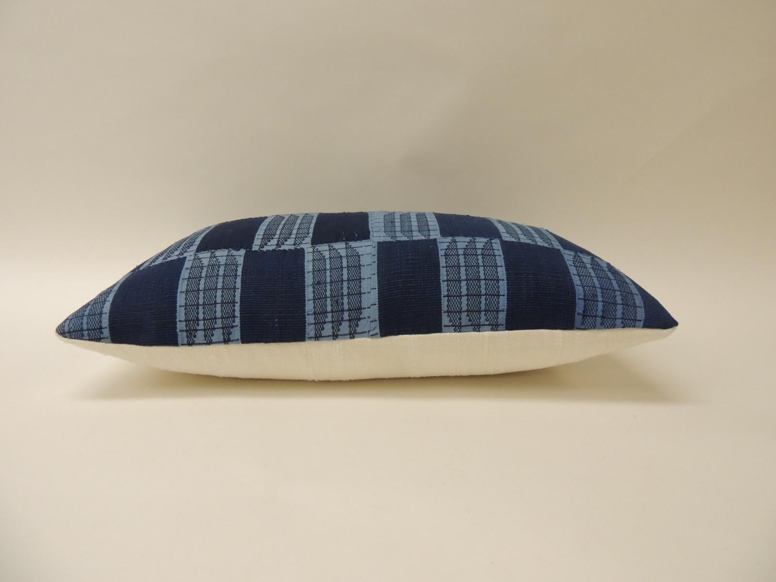 Tribal Vintage Indigo and Blue African Woven Pattern Decorative Lumbar Pillow