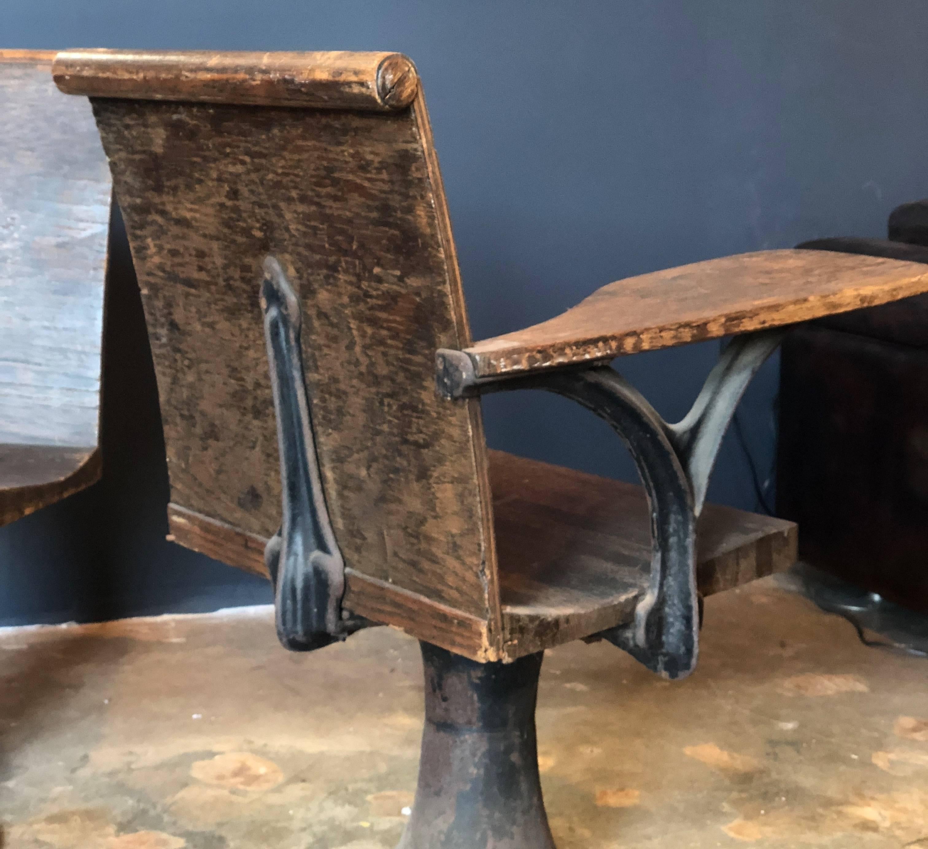American Pair of Vintage Industrial 1920s School Chairs For Sale