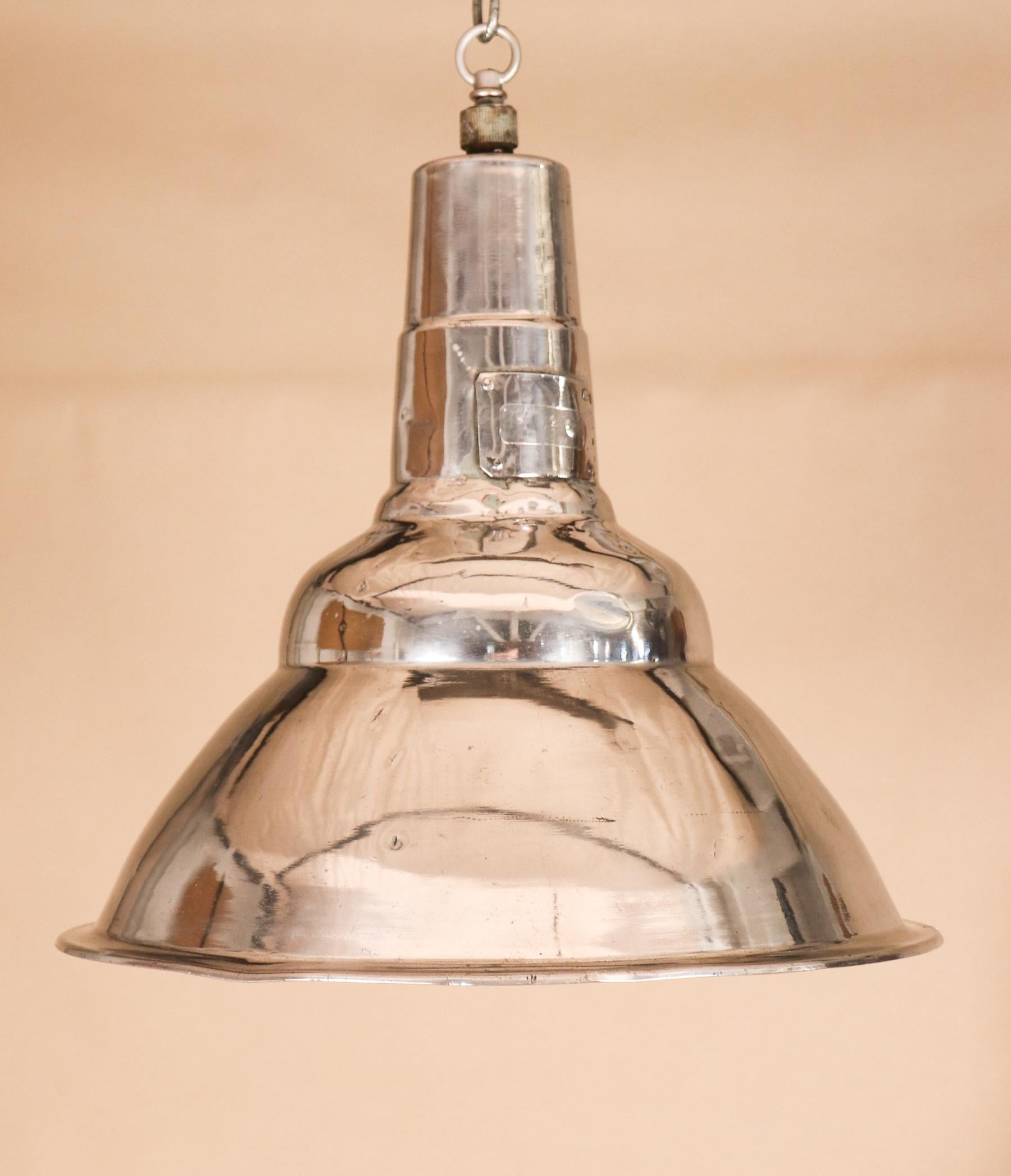 Pair of Vintage Industrial Aluminum Floodlight Pendants 6