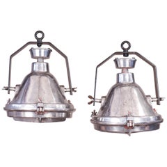 Pair of Vintage Industrial Aluminum Pendant Lights