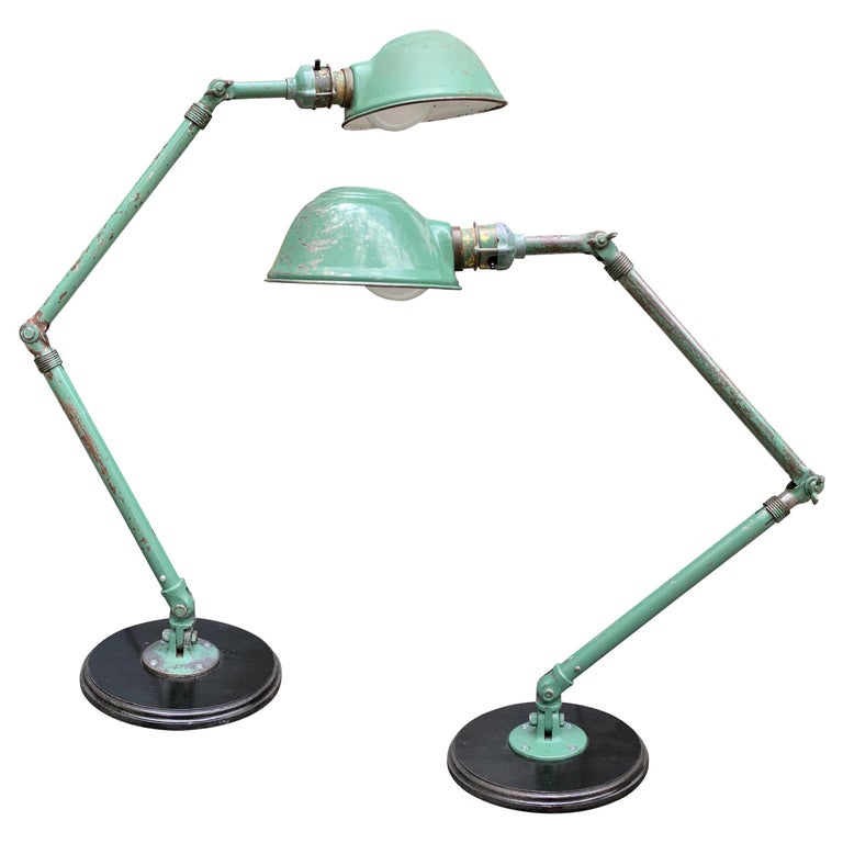 Pair Of Vintage Industrial Articulated, Vintage Industrial Lamp