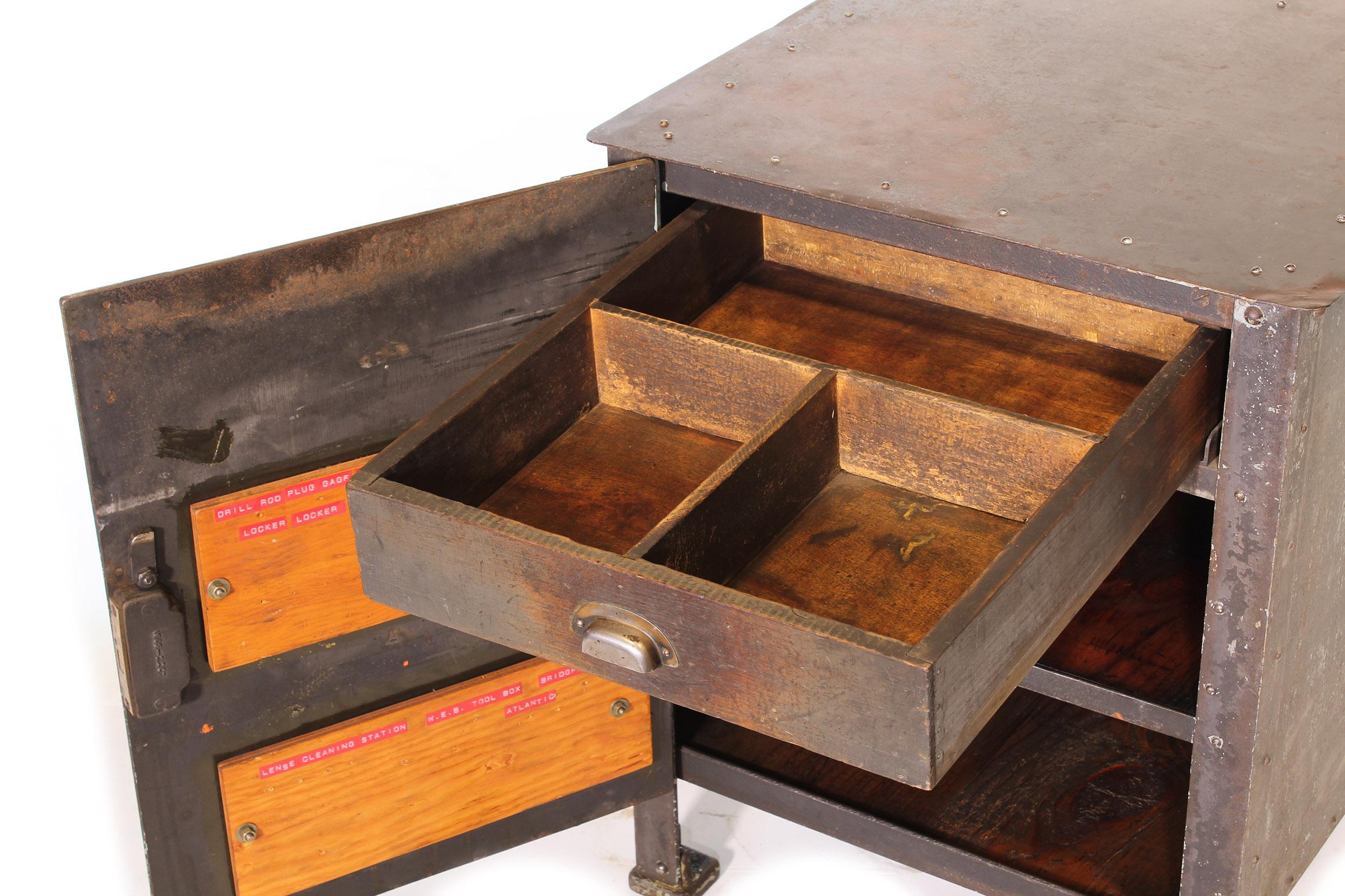 Pair of Vintage Industrial Bedside Tables / Nightstands 1