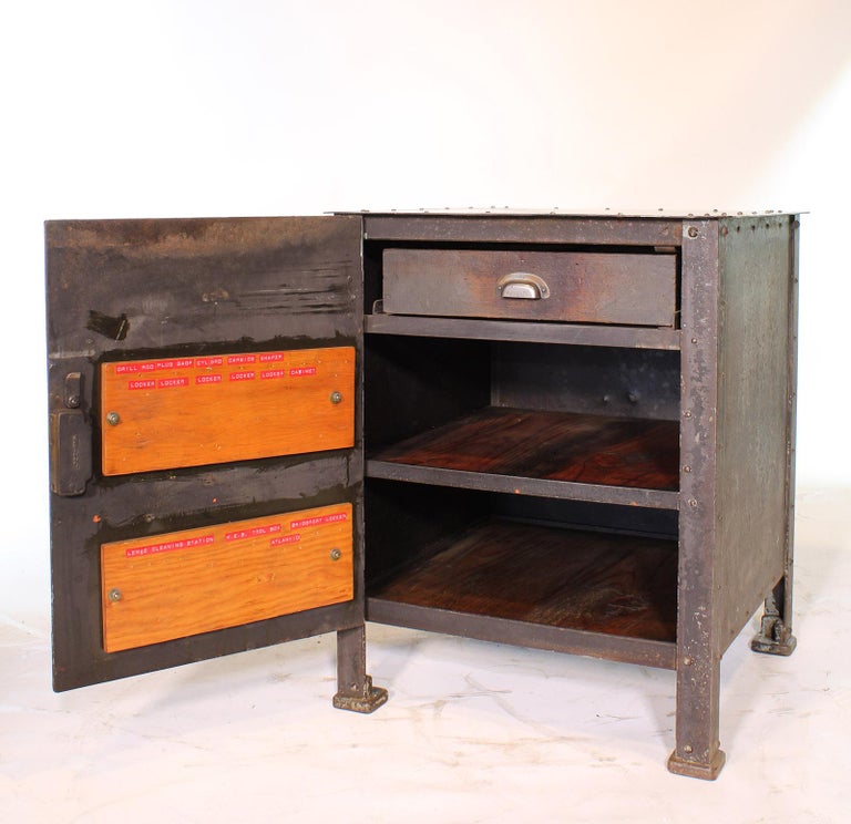 Pair of Vintage Industrial Bedside Tables / Nightstands at 1stDibs