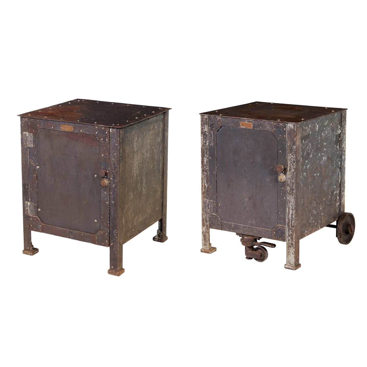 Pair Of Vintage Industrial Bedside Tables Nightstands For Sale At 1stdibs