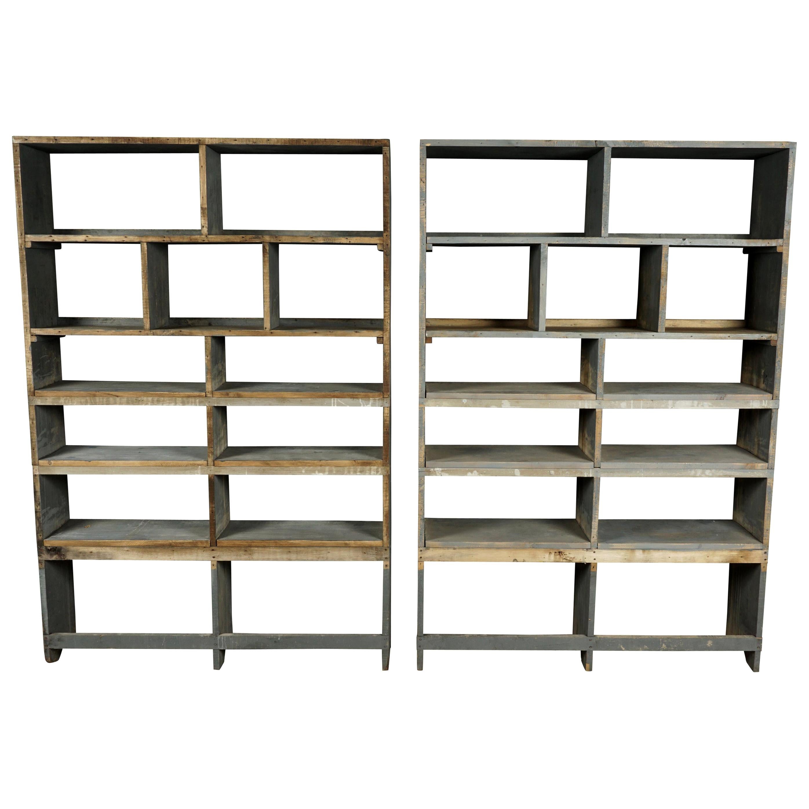Pair of Vintage Industrial Bookcases from France, circa 1940