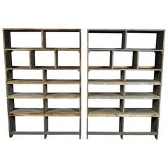 Pair of Vintage Industrial Bookcases from France, circa 1940