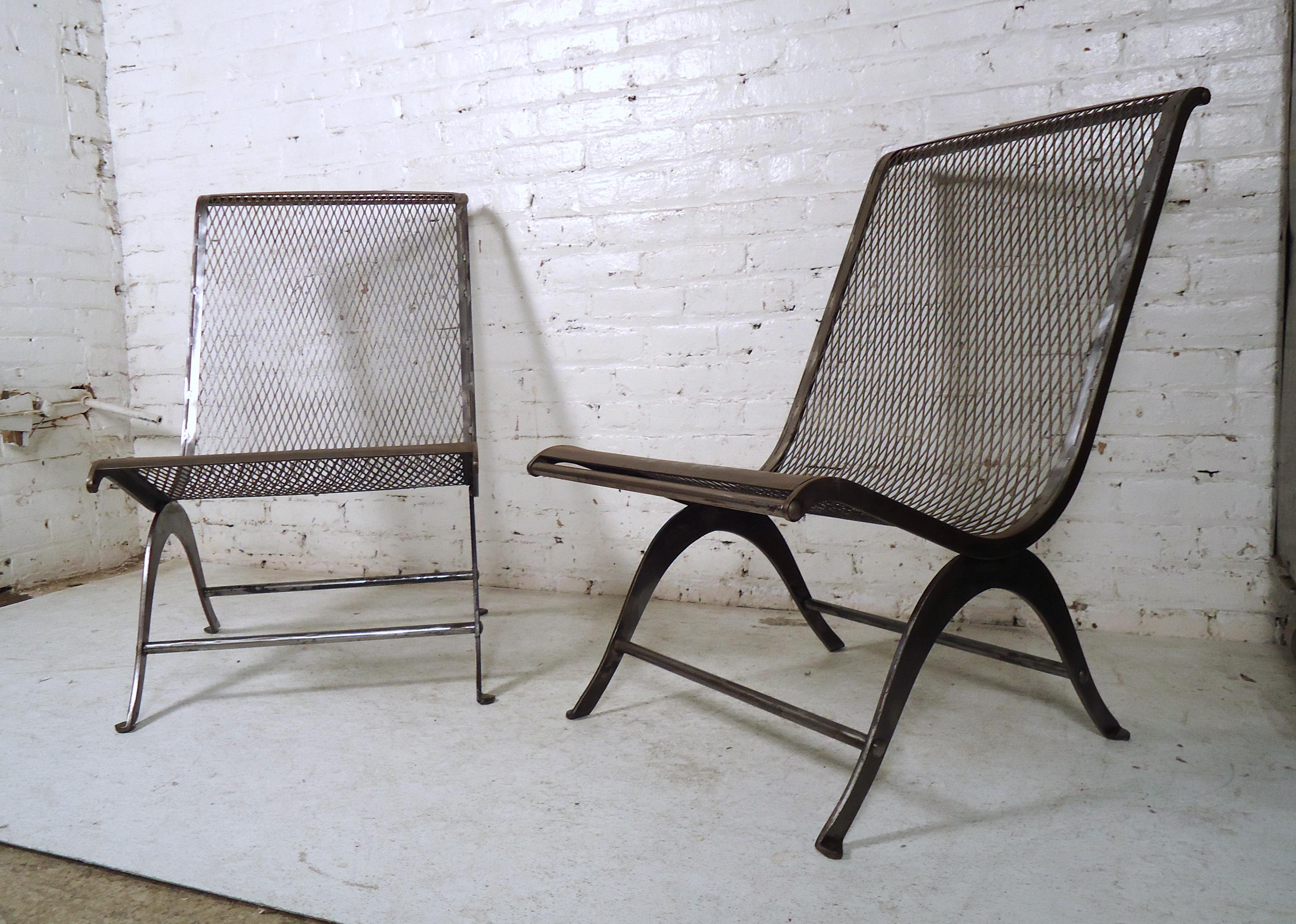 Metal Pair of Vintage Industrial Chairs