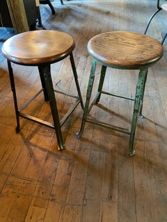 Pair of Used Industrial Factory Shop Stools
