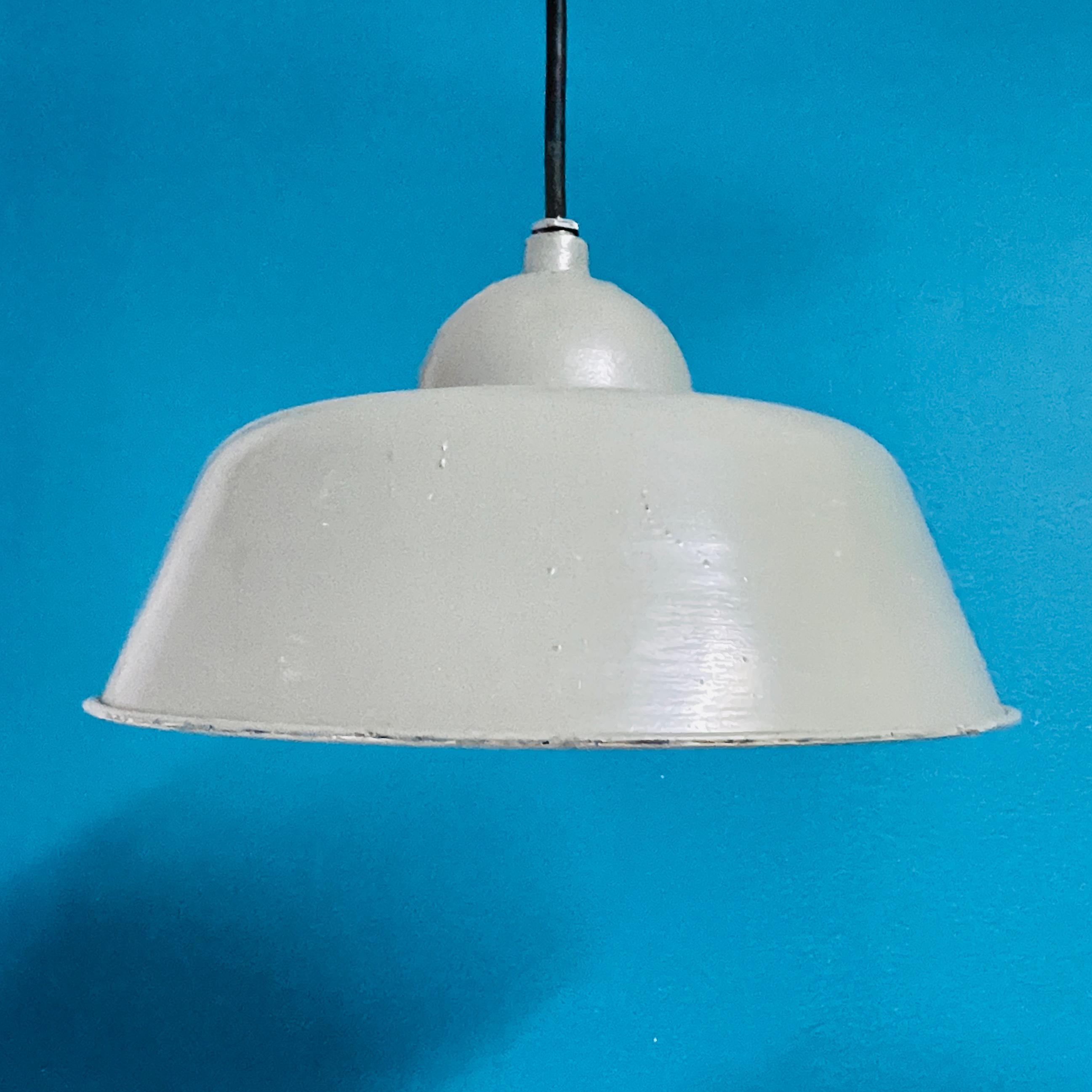 Metal Pair of Vintage Industrial Pendant Lamps, Manufactured by Orno Finland
