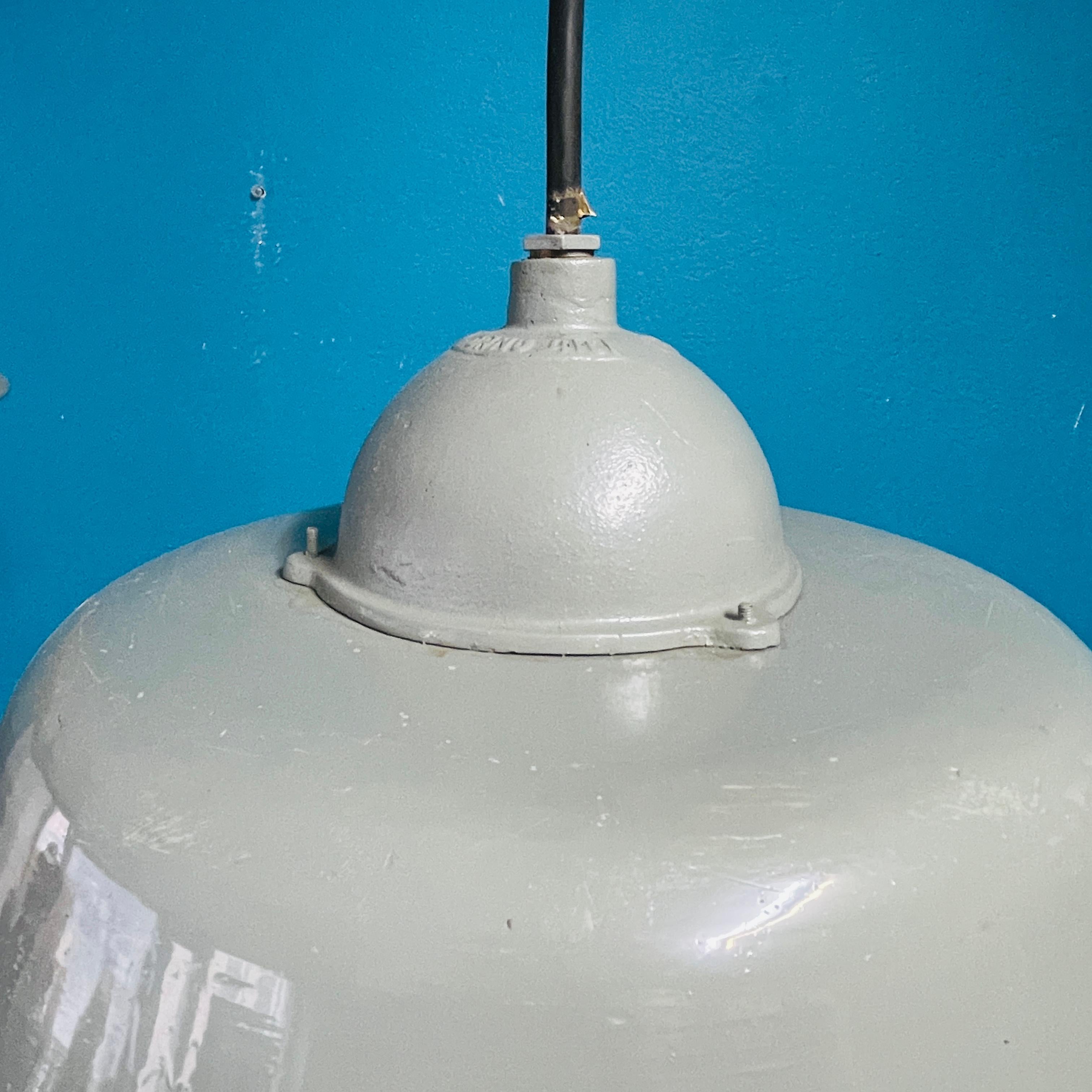 Pair of Vintage Industrial Pendant Lamps, Manufactured by Orno Finland For Sale 1