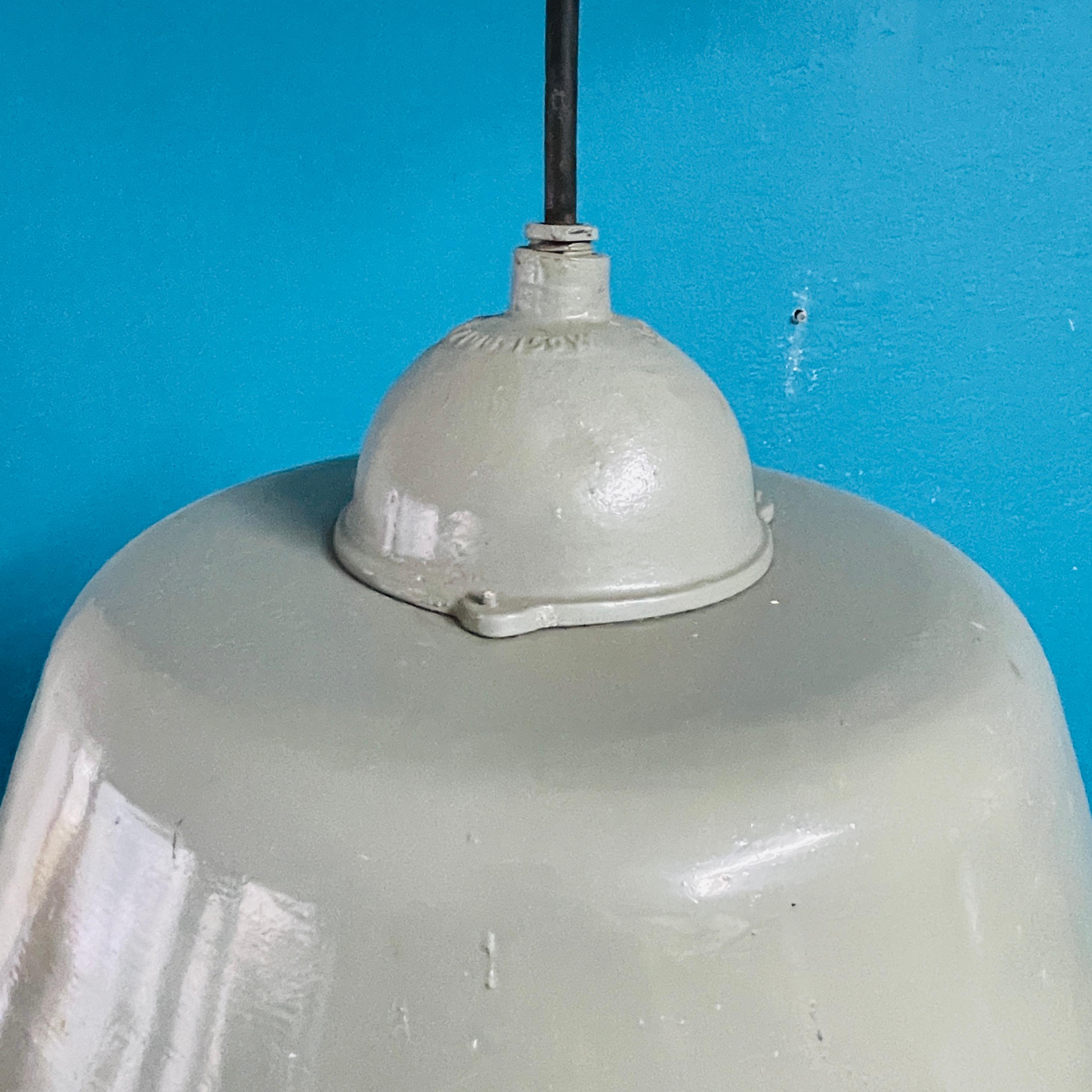 Pair of Vintage Industrial Pendant Lamps, Manufactured by Orno Finland For Sale 2