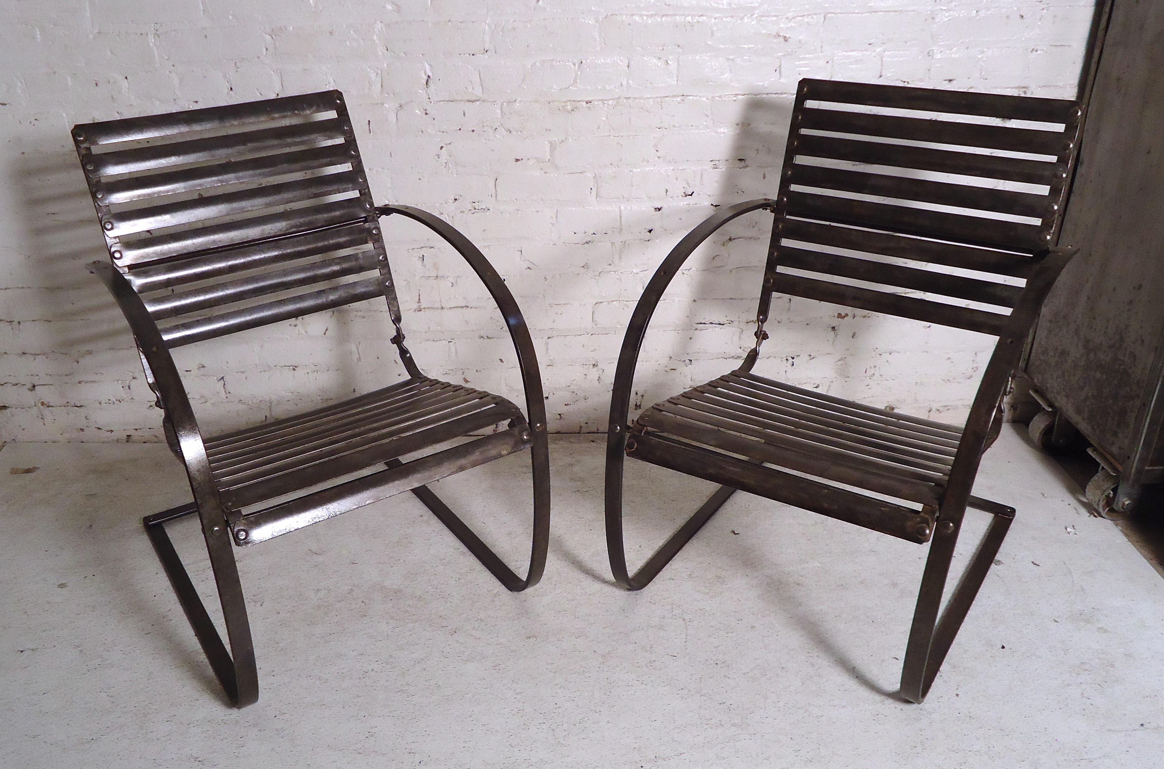 20th Century Pair of Vintage Industrial Spring Chairs