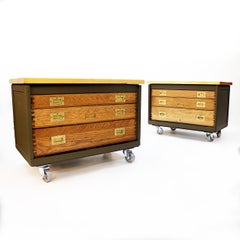Pair of Vintage Industrial WWII Era Aircraft Mechanic's Tool Chest / End Tables