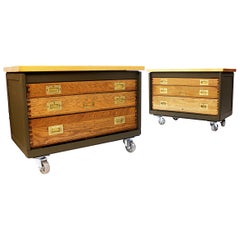 Pair of Vintage Industrial WWII Era Aircraft Mechanic's Tool Chest / End Tables