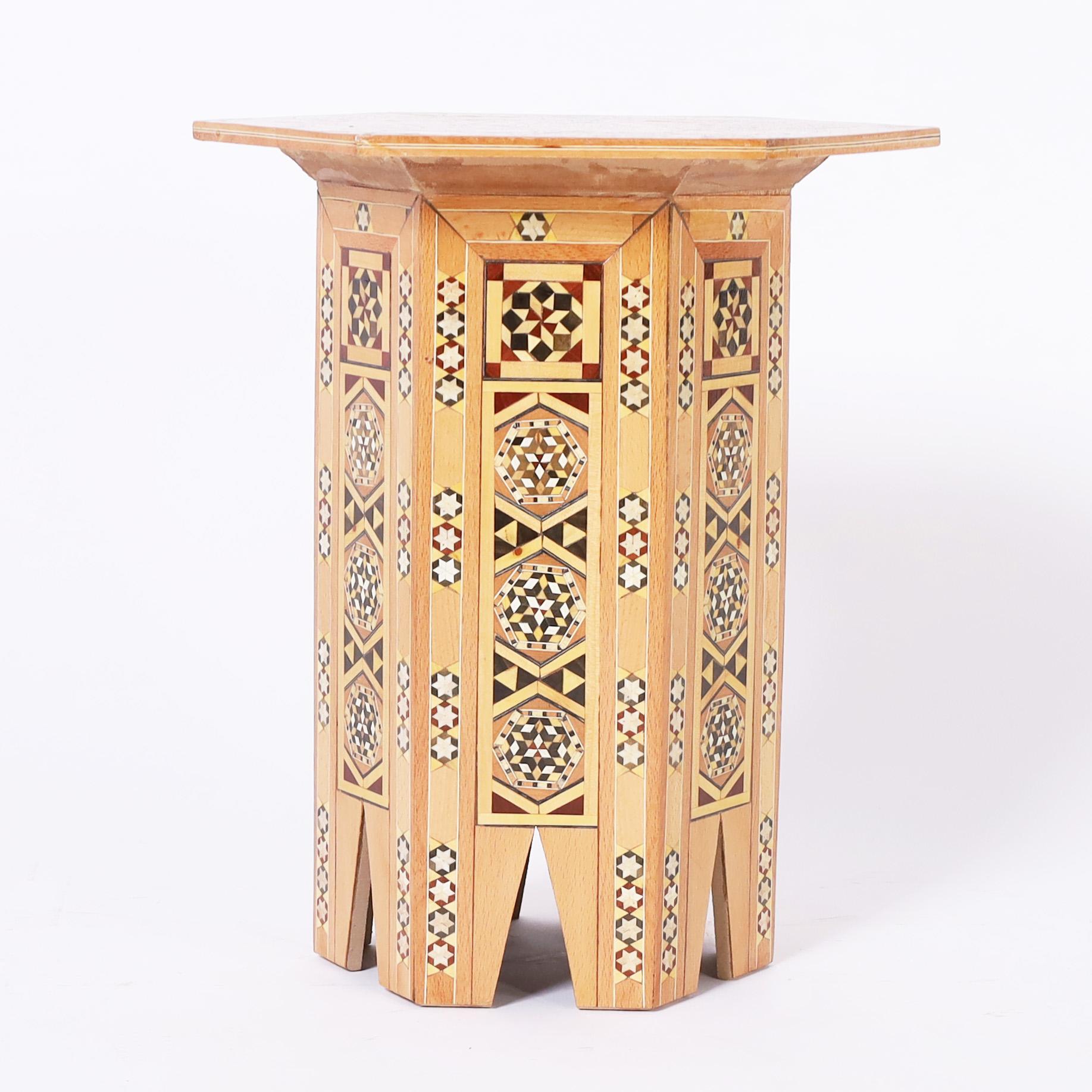 Moorish Pair of Vintage Inlaid Moroccan Stands or Tables For Sale