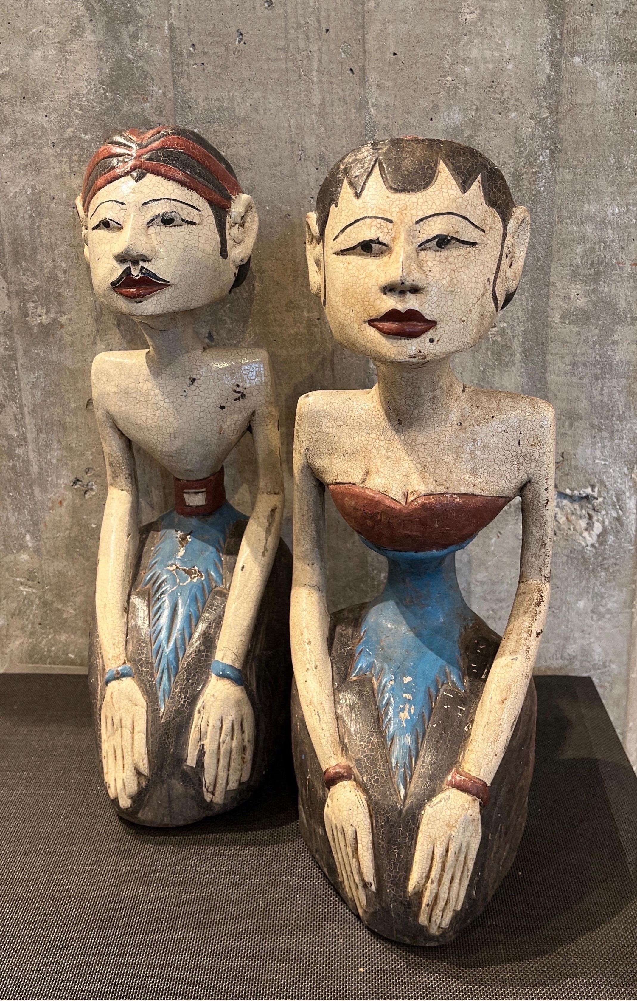 Paar von  Skulpturen „Inseparable Couple“ (Loro Blonyo), Java, Indonesien im Angebot 4