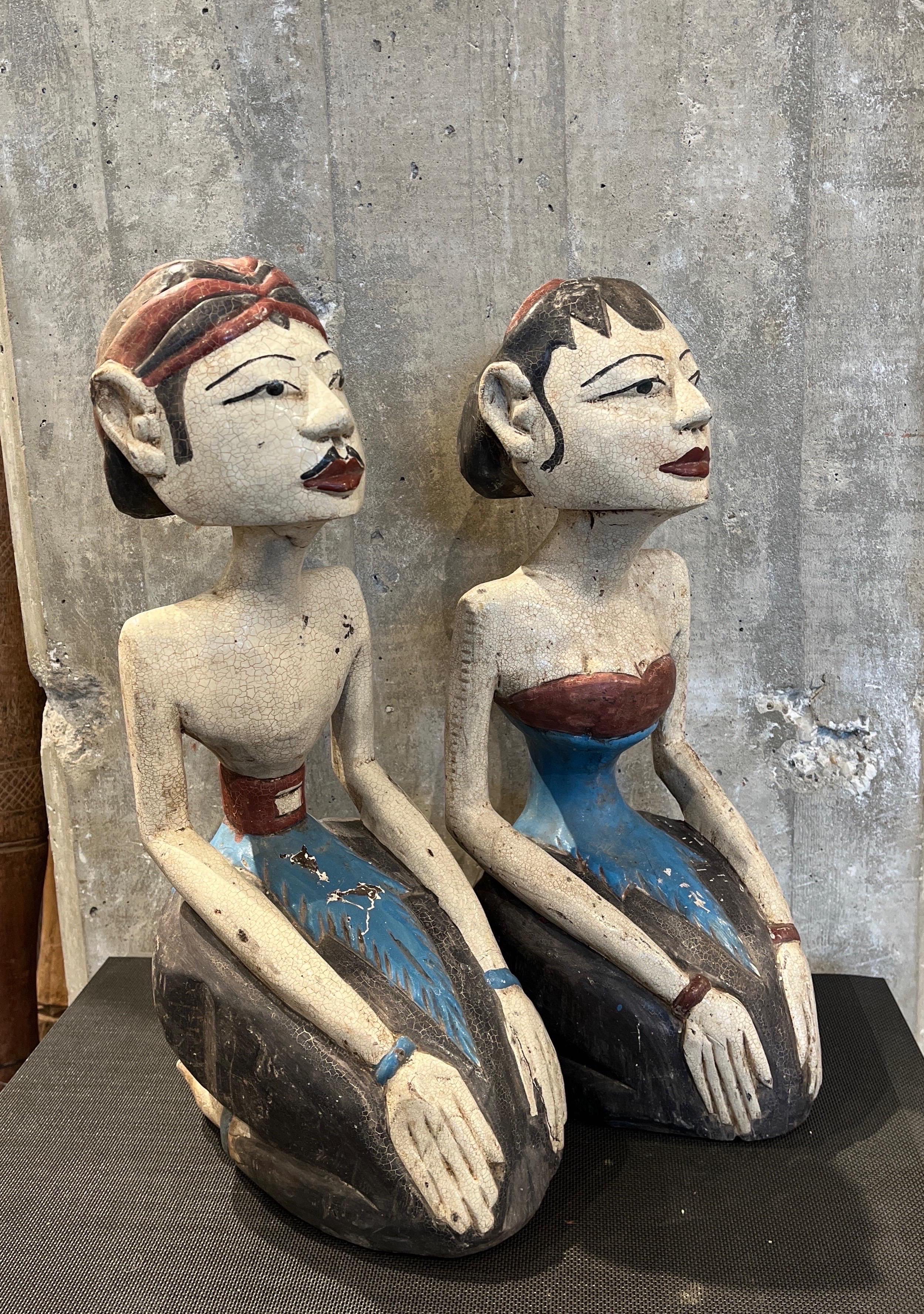 Paar von  Skulpturen „Inseparable Couple“ (Loro Blonyo), Java, Indonesien im Angebot 2