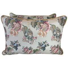 Pair of Vintage-Inspired Floral Brocade Pillows