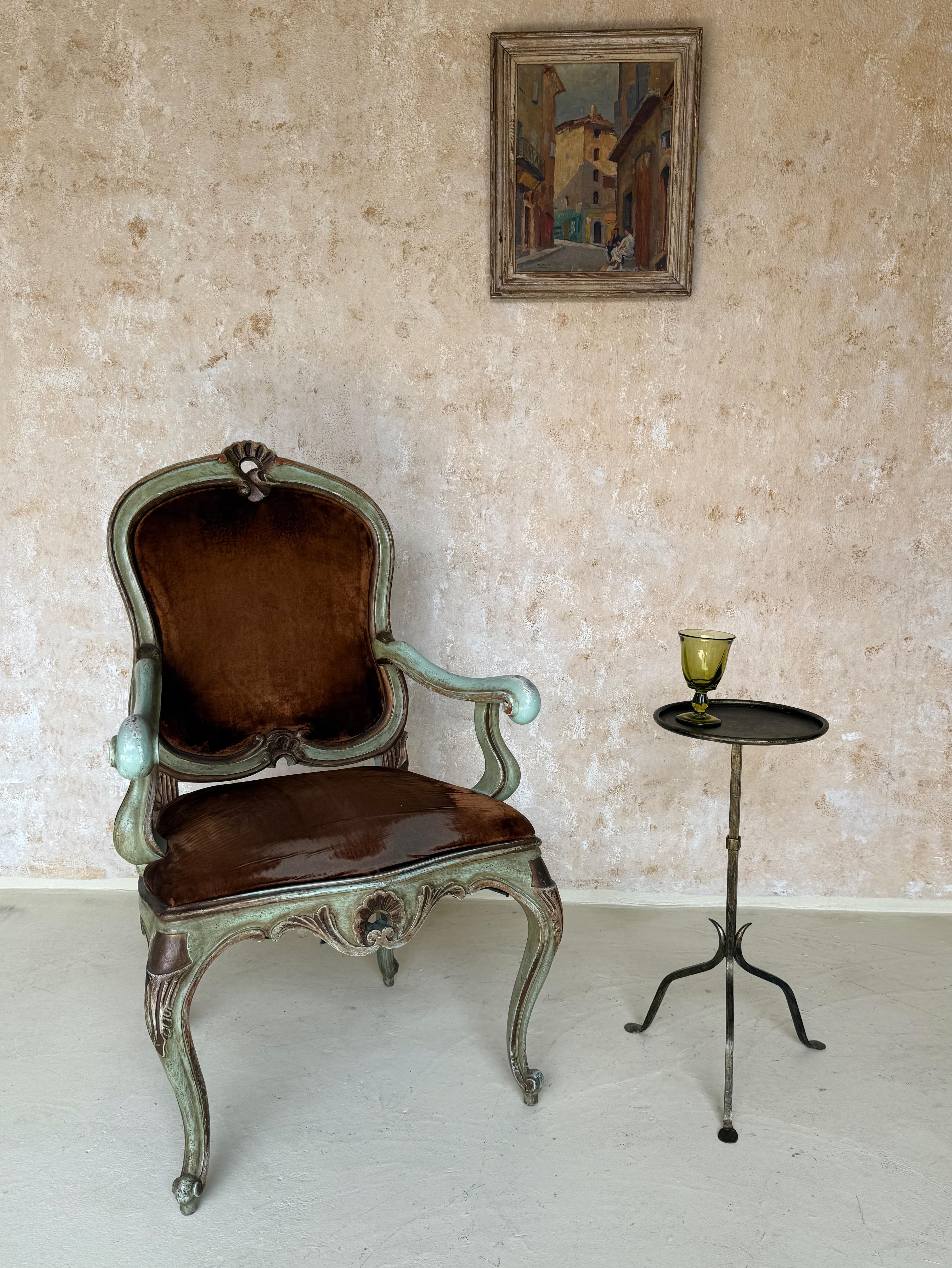 Add a note of refined artistry to your home with this pair of recently crafted iron and metal end tables. Handmade in Spain using traditional iron-working techniques, these tables draw inspiration from classic designs found within the 145 Antiques