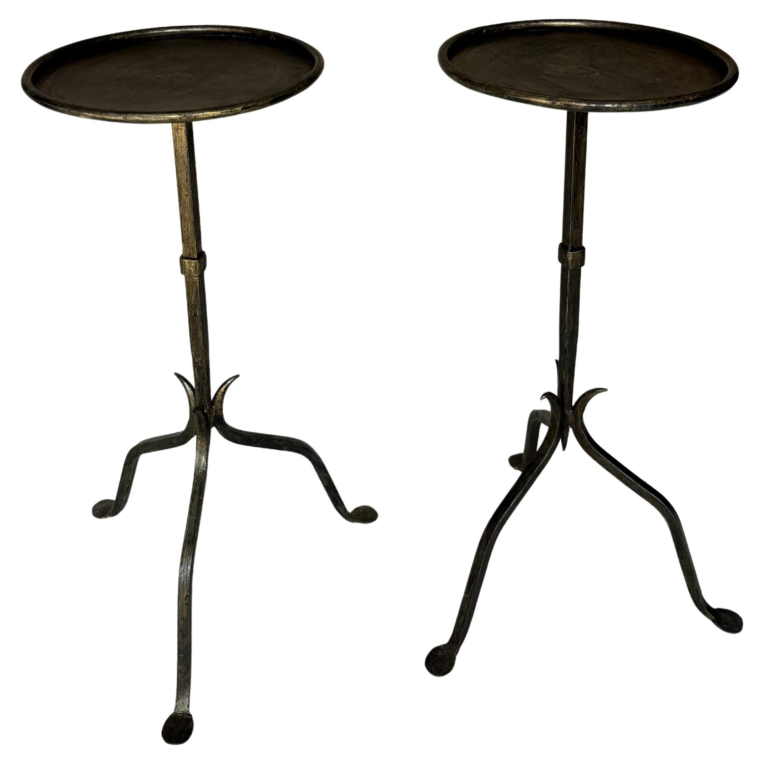 Pair of Vintage-Inspired Spanish Iron Drinks Tables en vente