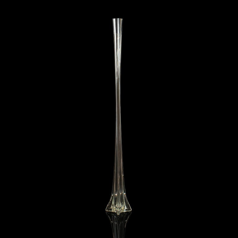 20th Century Pair of Vintage Iris Vases, French, Tall Glass, Gladioli, Flower, circa 1970 For Sale
