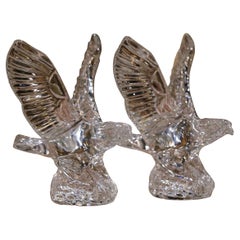 Pair of Vintage Irish Crystal Waterford Flying Eagle Sculptures