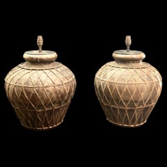 Pair of Vintage Iron African Table Lamps