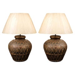 Pair of Vintage Iron African Table Lamps