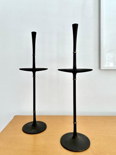 Pair Of Vintage Iron / Brass Candlesticks By Jens Quistgaard For Dansk