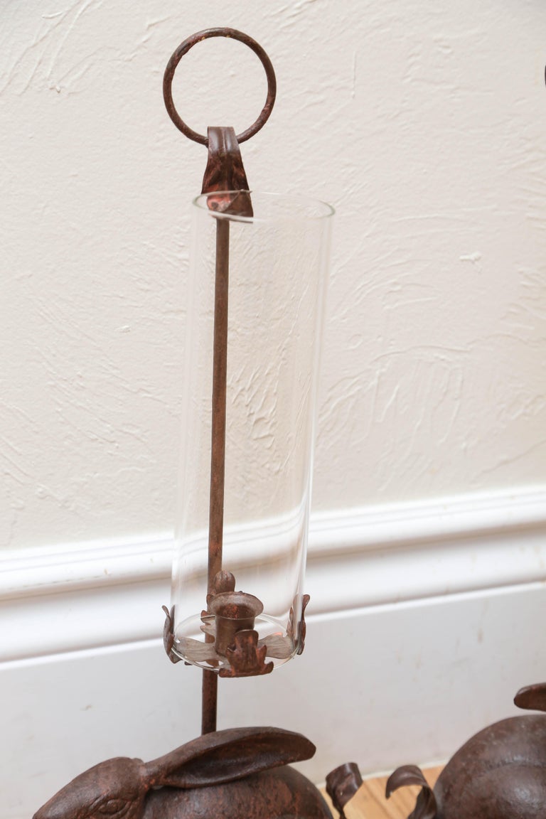 Pair of Vintage Iron Bunny Votives at 1stDibs