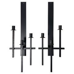 Pair of Vintage Iron Candle Sconces by Van Keppel, Green VKG