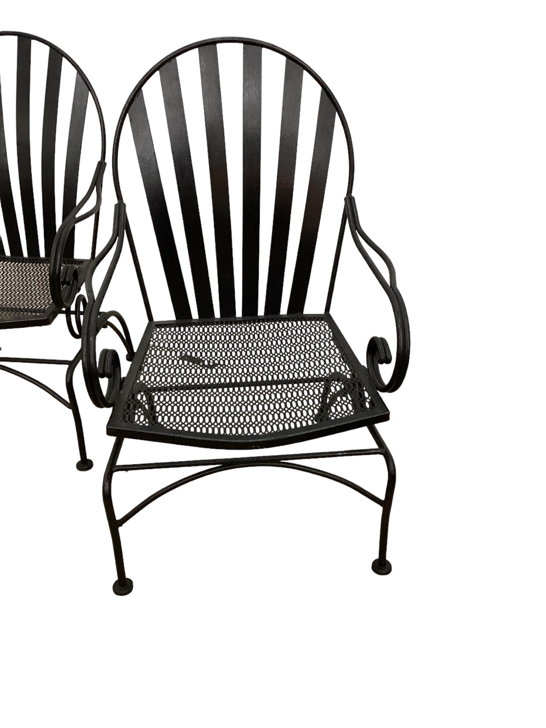 American Pair of Vintage Iron Cantilevered Chairs  For Sale