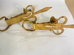 Pair of Vintage Iron French Sconces Gold Color 20th Century