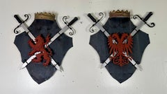 Pair of Vintage Iron Heraldic Wall Plaques