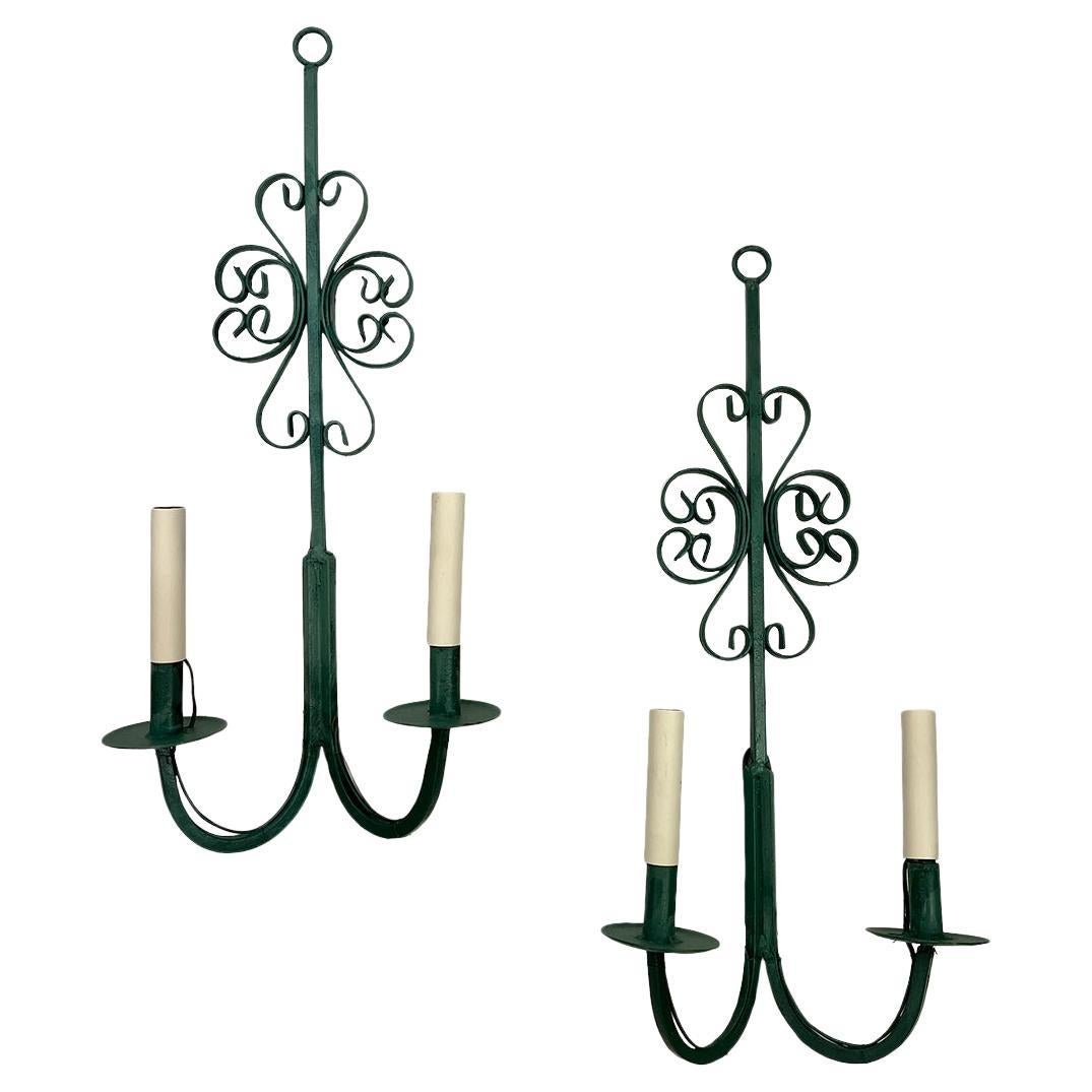 Coppia di lampade in ferro d'epoca
