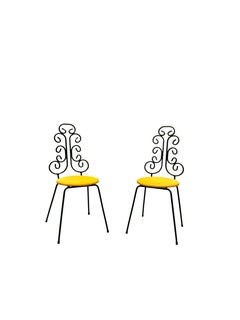 Pair of Vintage Iron Scrolled Chairs