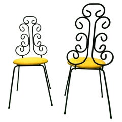 Pair of Vintage Iron Scrolled Chairs