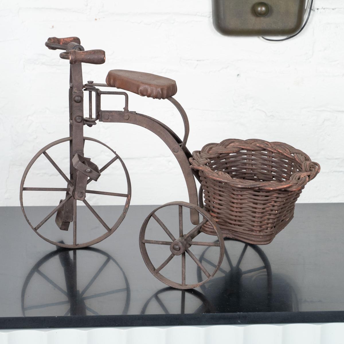 Mid-20th Century Pair of vintage iron tricycle sculptures For Sale