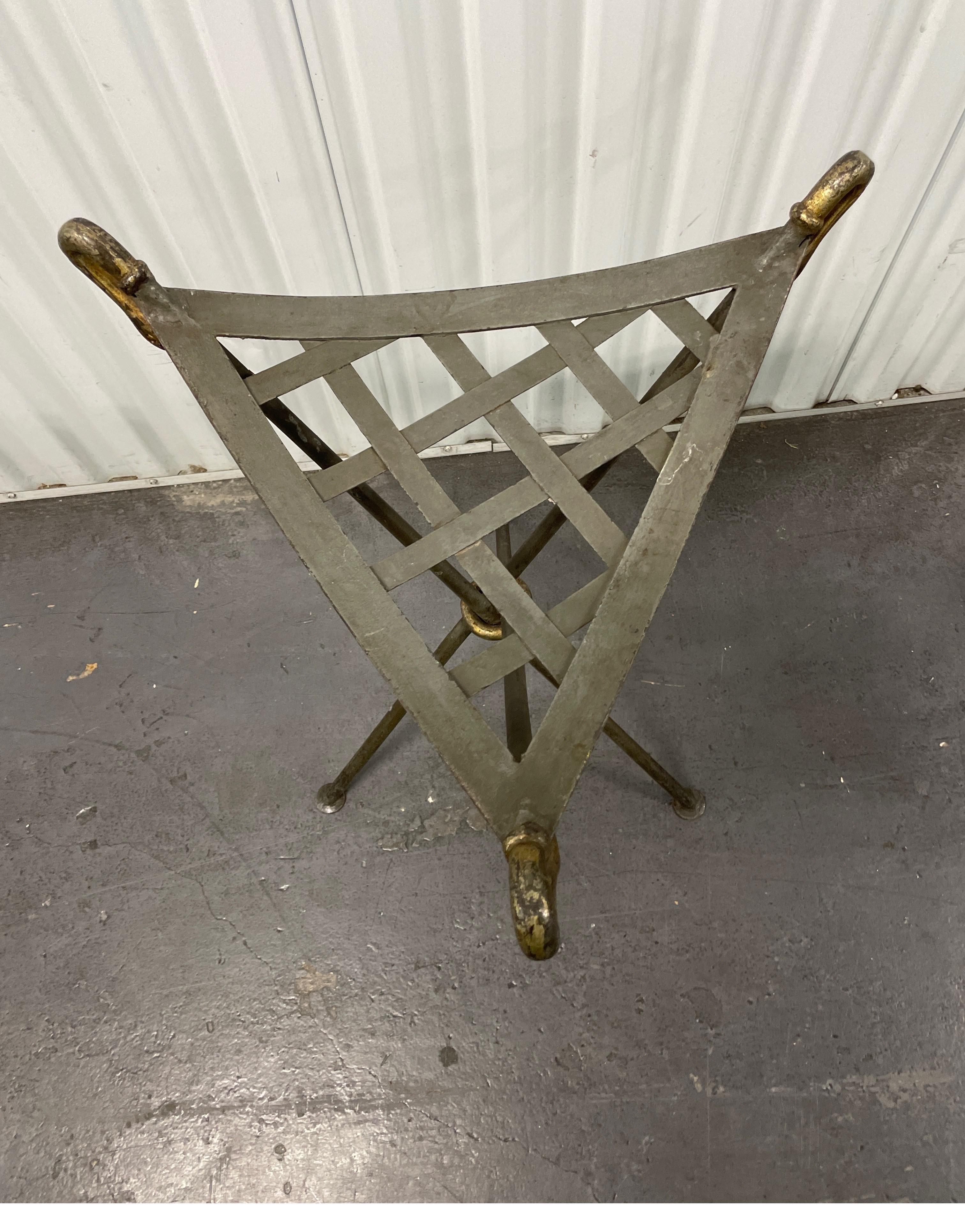 French Pair of Vintage Iron Tripod Stools with Swan Heads For Sale